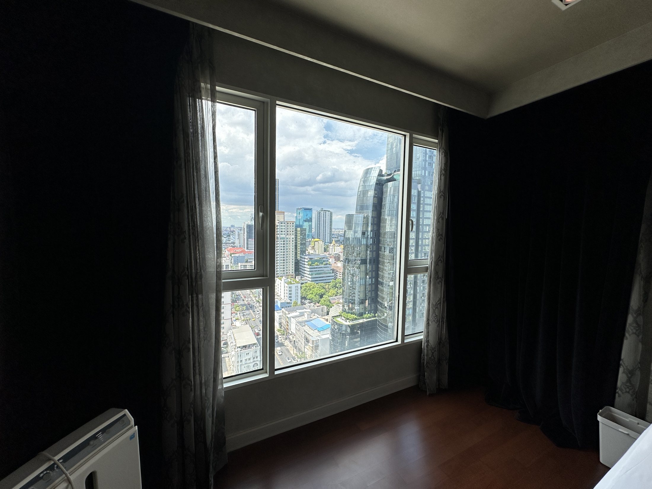 Master bedroom with panoramic city view